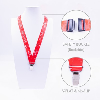 3/4" V-Flat™ No-Flip™ & Stitchless Full Color RPET Lanyard with Safety Breakaway